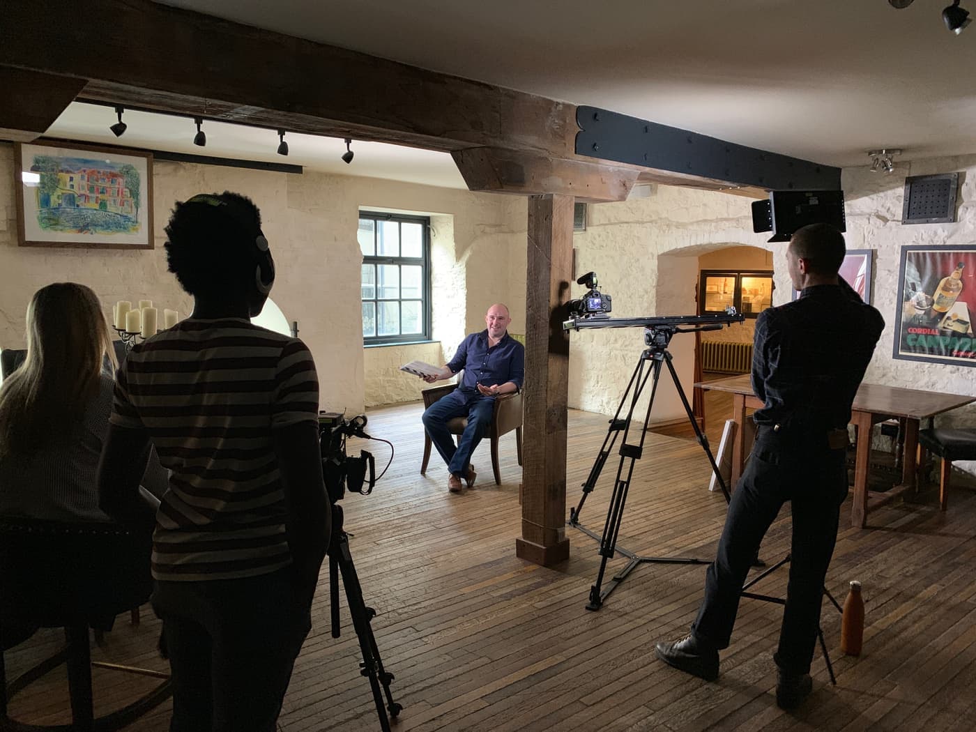 Nathan being interviewed on camera about AI in business